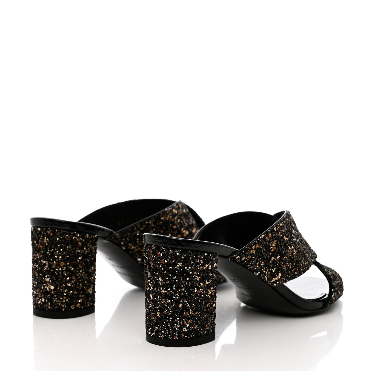 Glitter LouLou 70 Mule Sandals 35 Black Gold