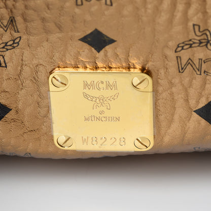 MCM Metallic Visetos Medium Traveler Weekender Bag Gold 11 of 12