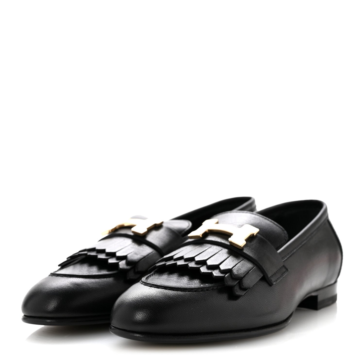 Hermes Goatskin Womens Royal Loafers 35 Black 4 of 9