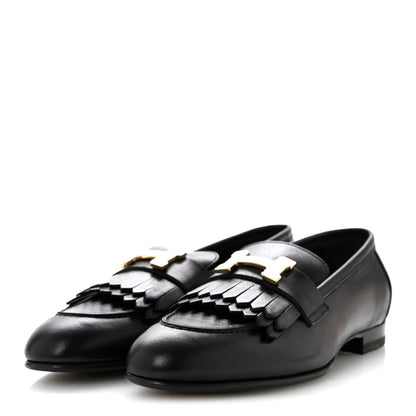 Hermes Goatskin Womens Royal Loafers 35 Black 4 of 9