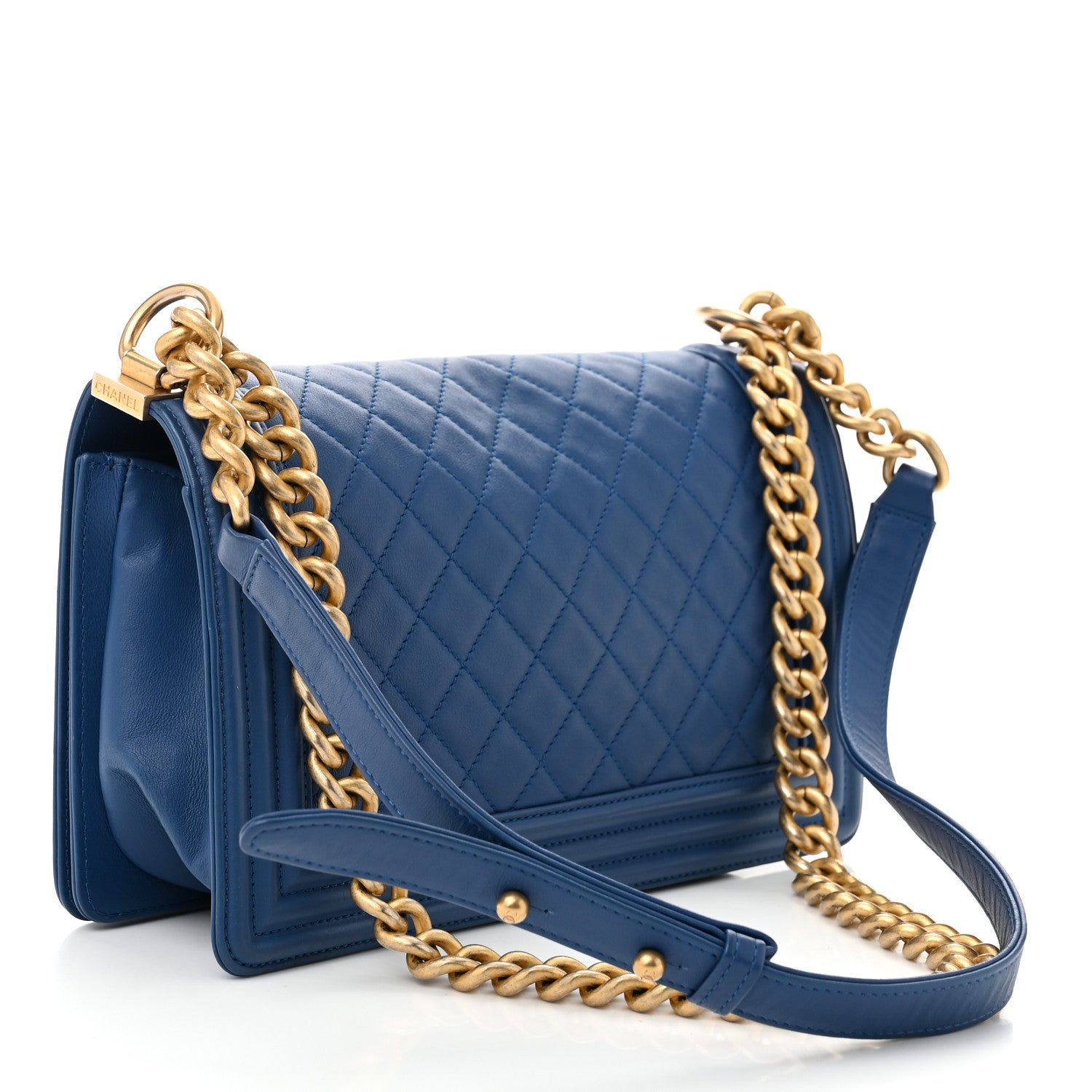 Chanel Lambskin Quilted Medium Boy Flap Blue 3 of 10