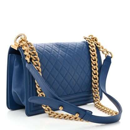 Chanel Lambskin Quilted Medium Boy Flap Blue 3 of 10