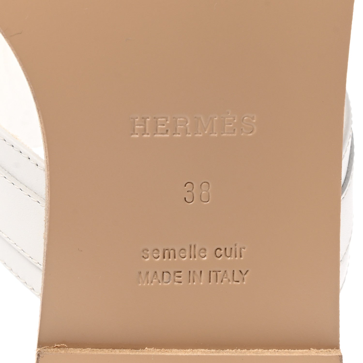 Hermes Calfskin Womens Elixir Sandals 38 White 6 of 8