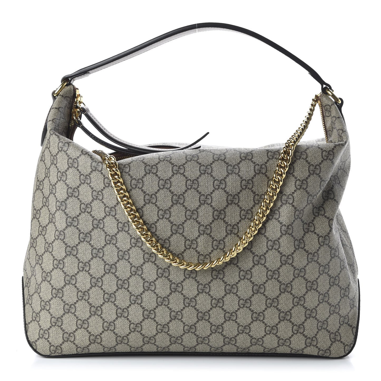 GG Supreme Monogram Large Linea A Hobo Light Brown