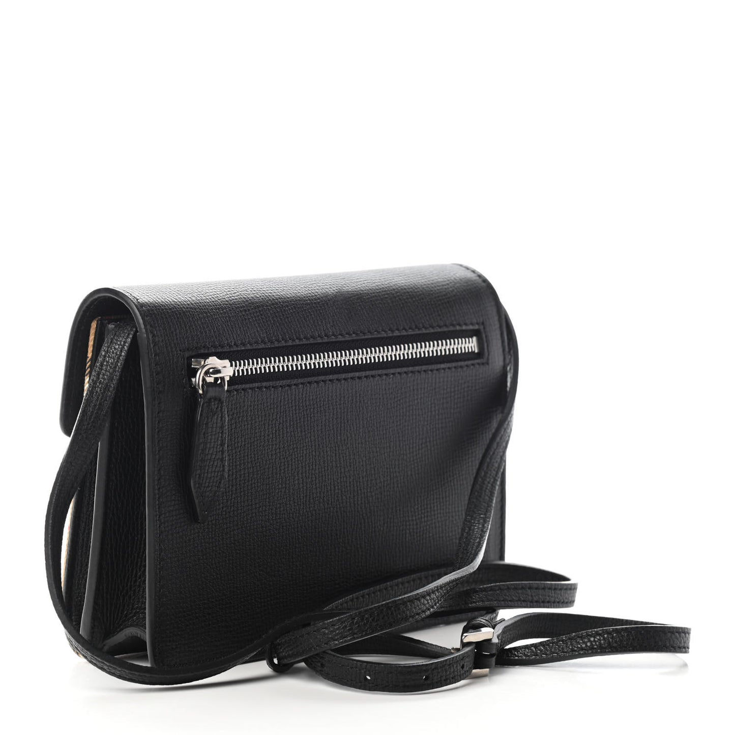 Grainy Calfskin Vintage Check Mini Macken Crossbody Bag Black