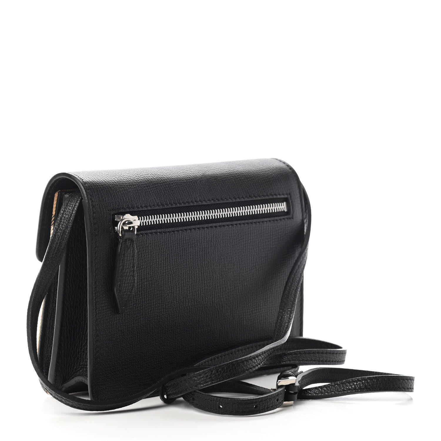 Burberry Grainy Calfskin Vintage Check Mini Macken Crossbody Bag Black 3 of 8