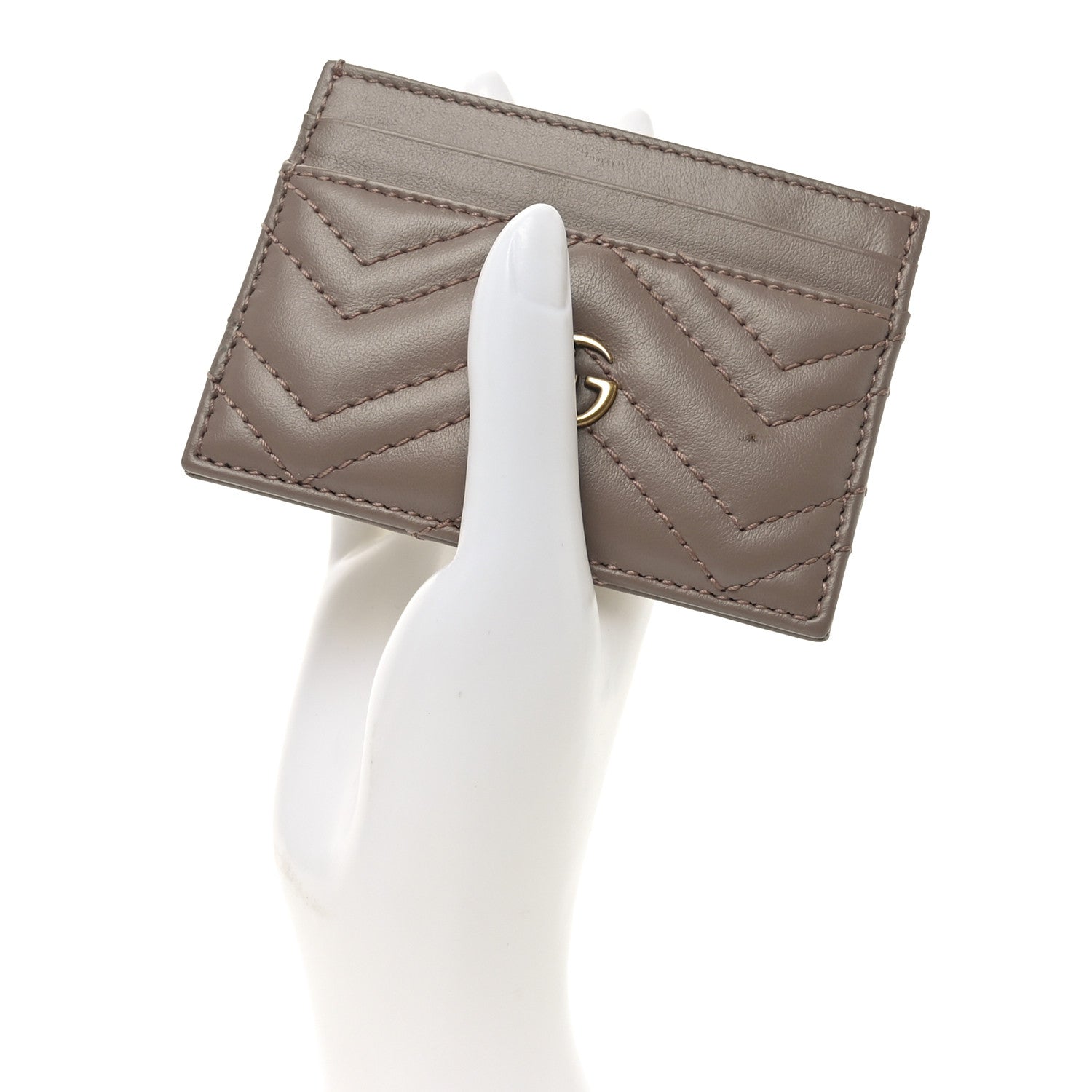 Gucci Calfskin Matelasse GG Marmont Card Holder Porcelain Rose 2 of 7