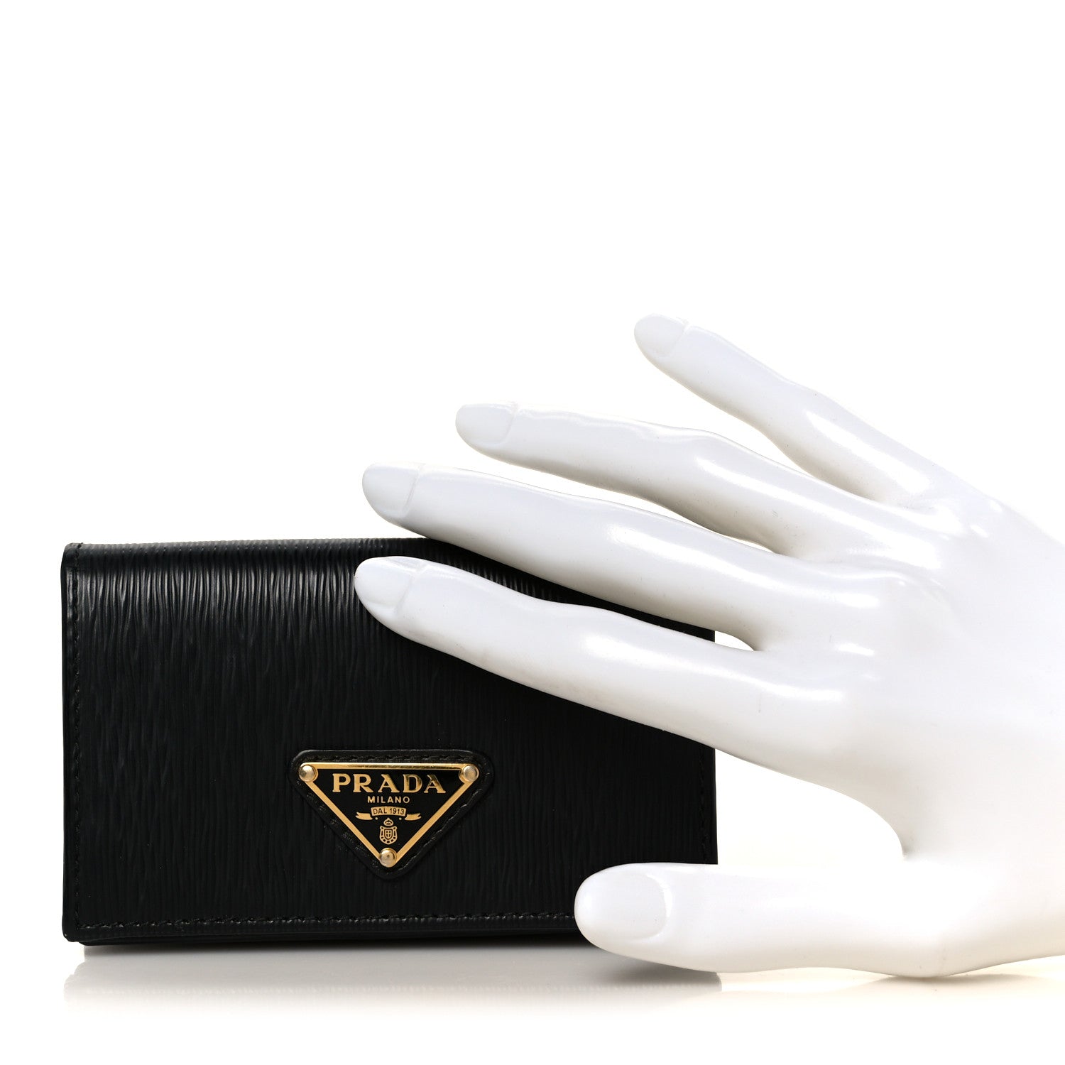 Prada Vitello Move Triangle Logo Card Holder Black 1813808