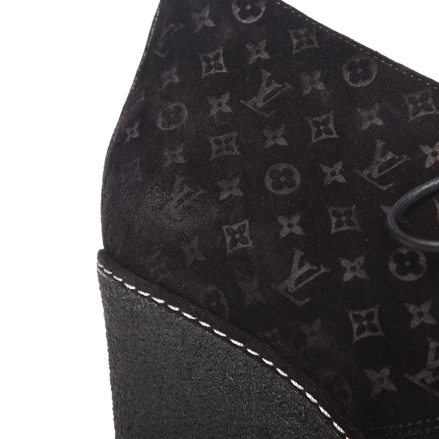 Louis Vuitton Suede Embossed Monogram Frosty Wedge Low Boots 39 Black 9 of 11