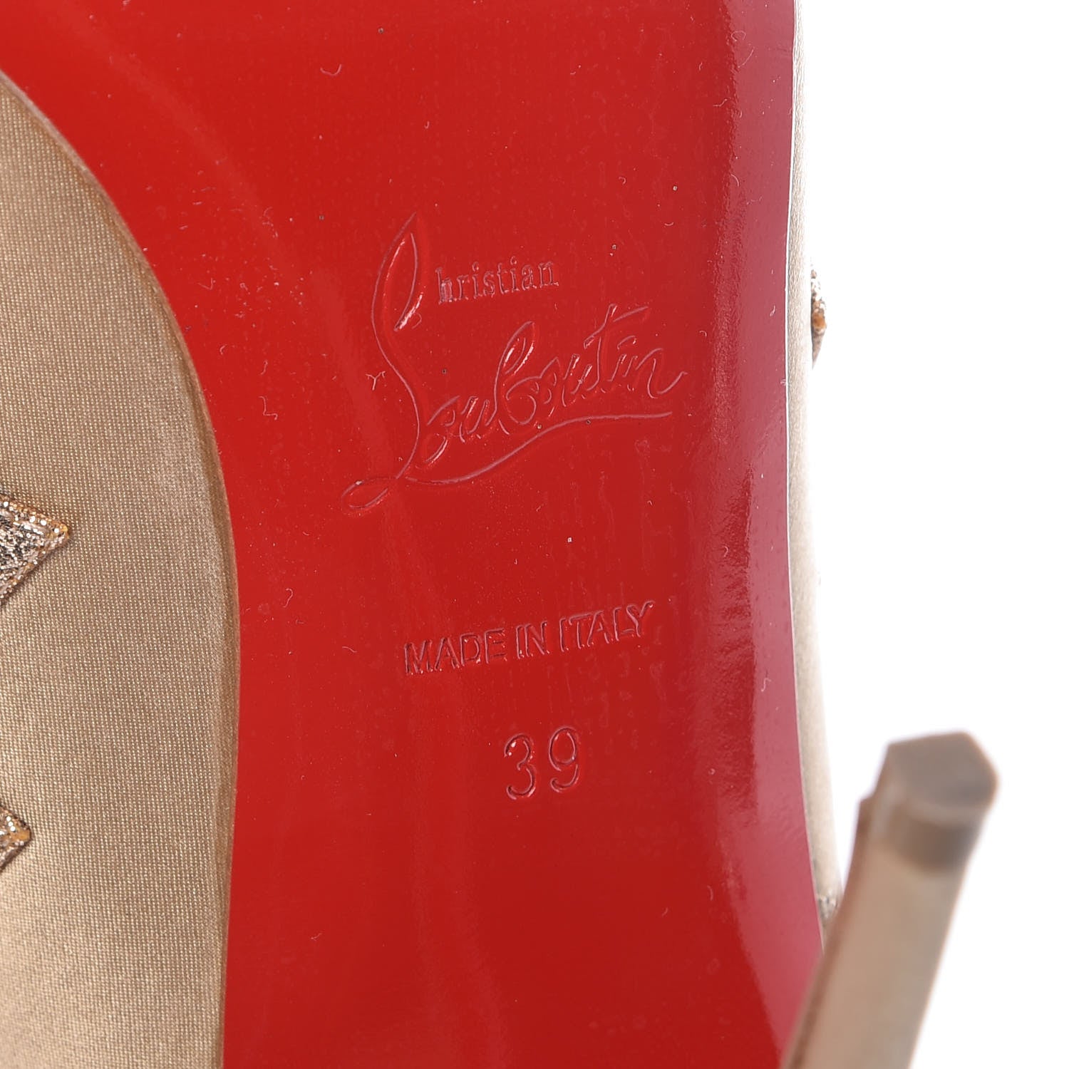 Christian Louboutin Crepe Satin Slingback 120 Pumps 39 Gold 7 of 7
