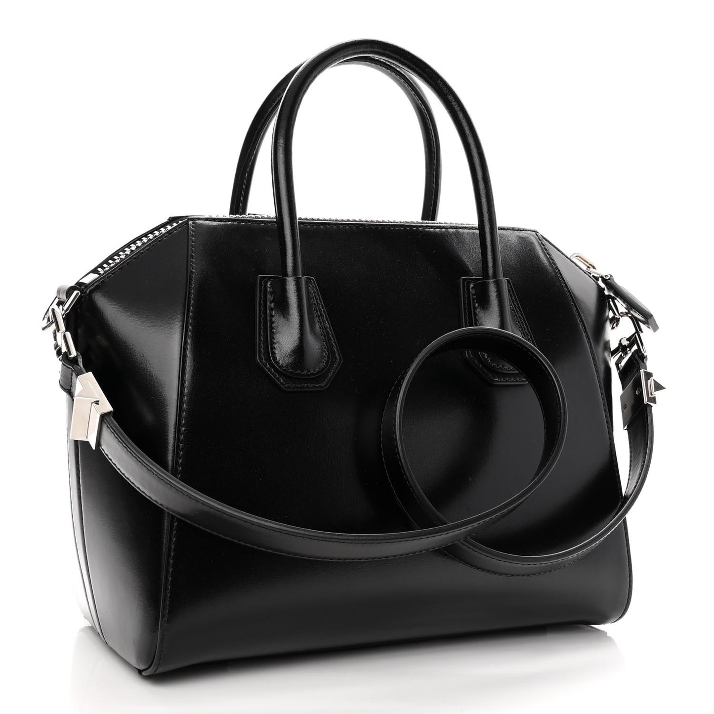 Shiny Lord Calfskin Small Antigona Black