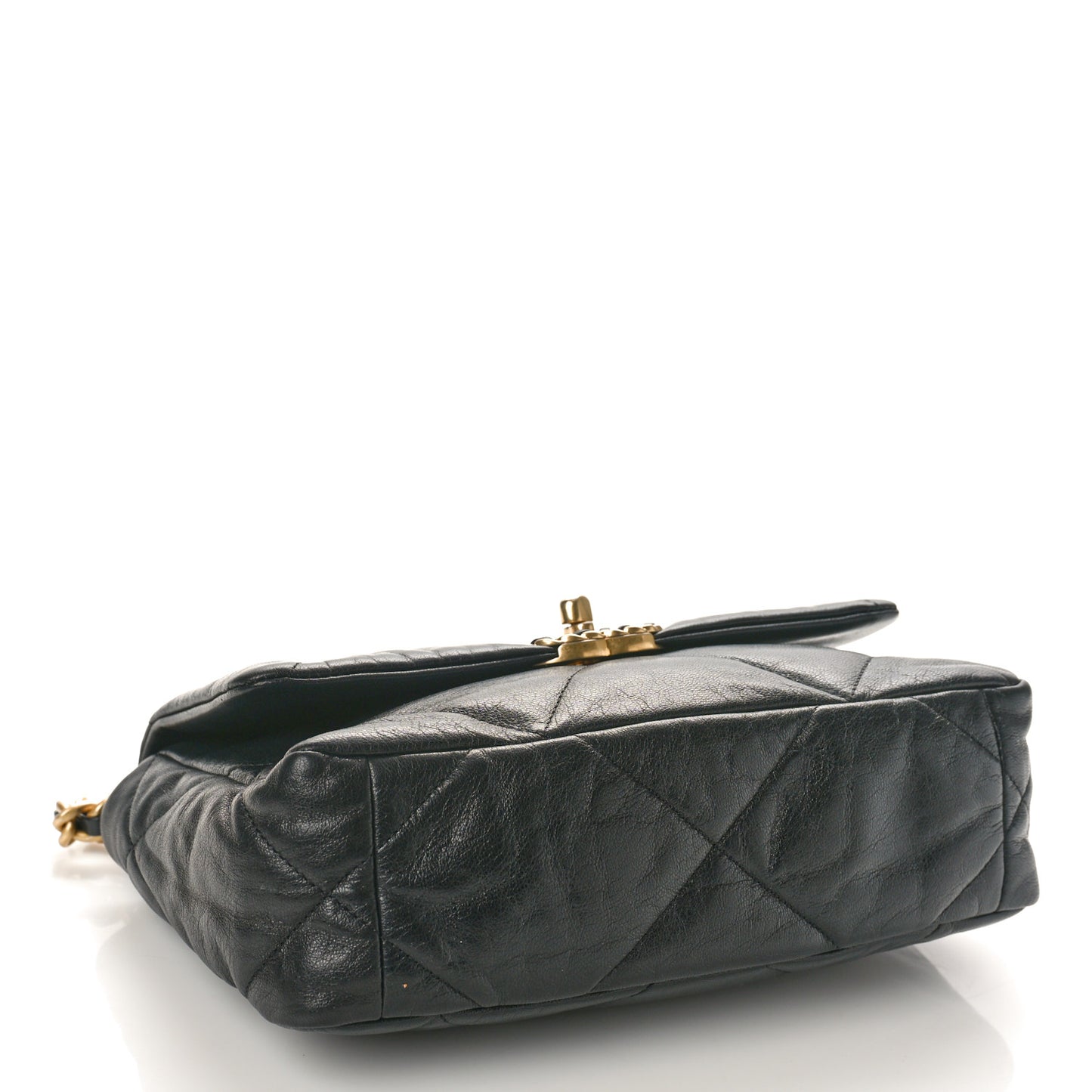 Shiny Goatskin Quilted Medium Chanel 19 Flap Black