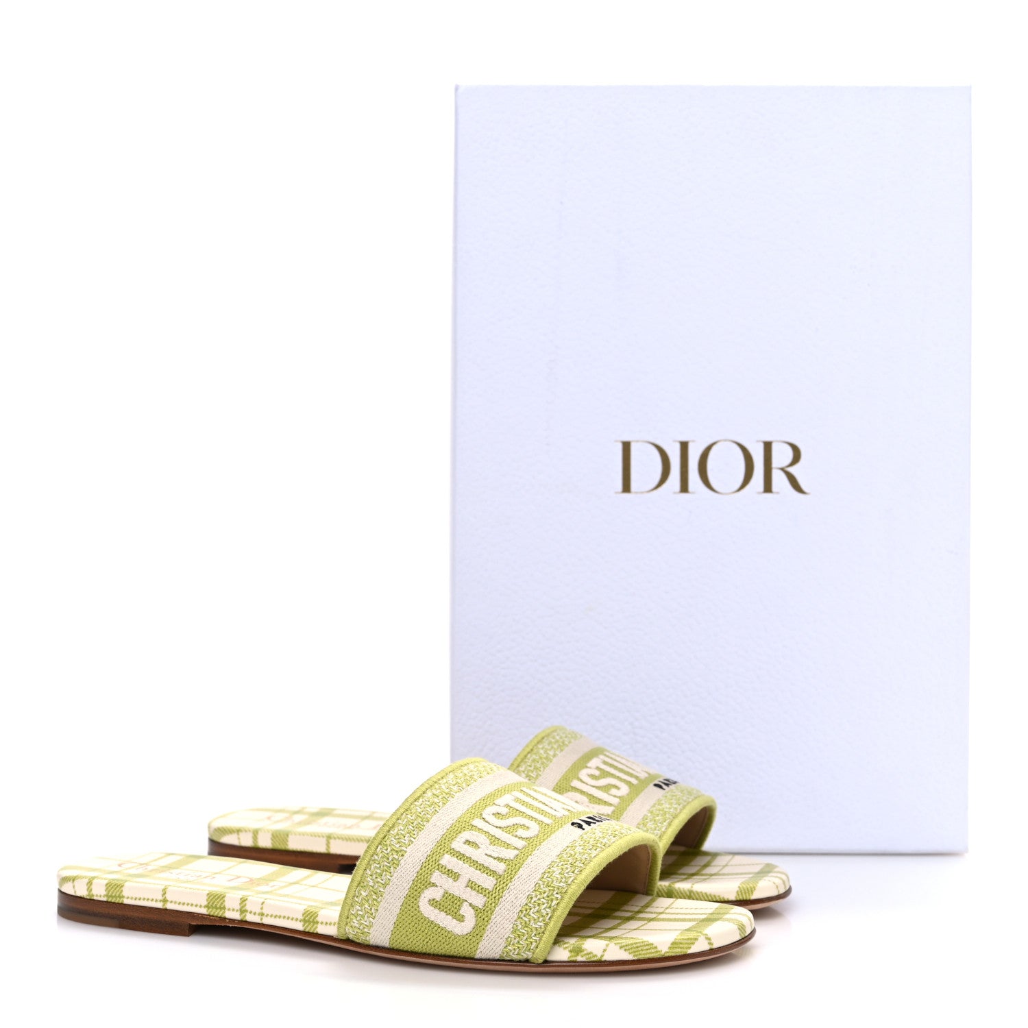 Christian Dior Canvas Check'N'Dior Pop Embroidered Dway Flat Slide