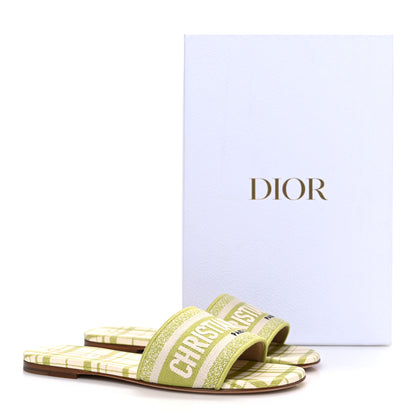 Christian Dior Canvas Check'N'Dior Pop Embroidered Dway Flat Slide Sandals 36 Chartreuse 11 of 11