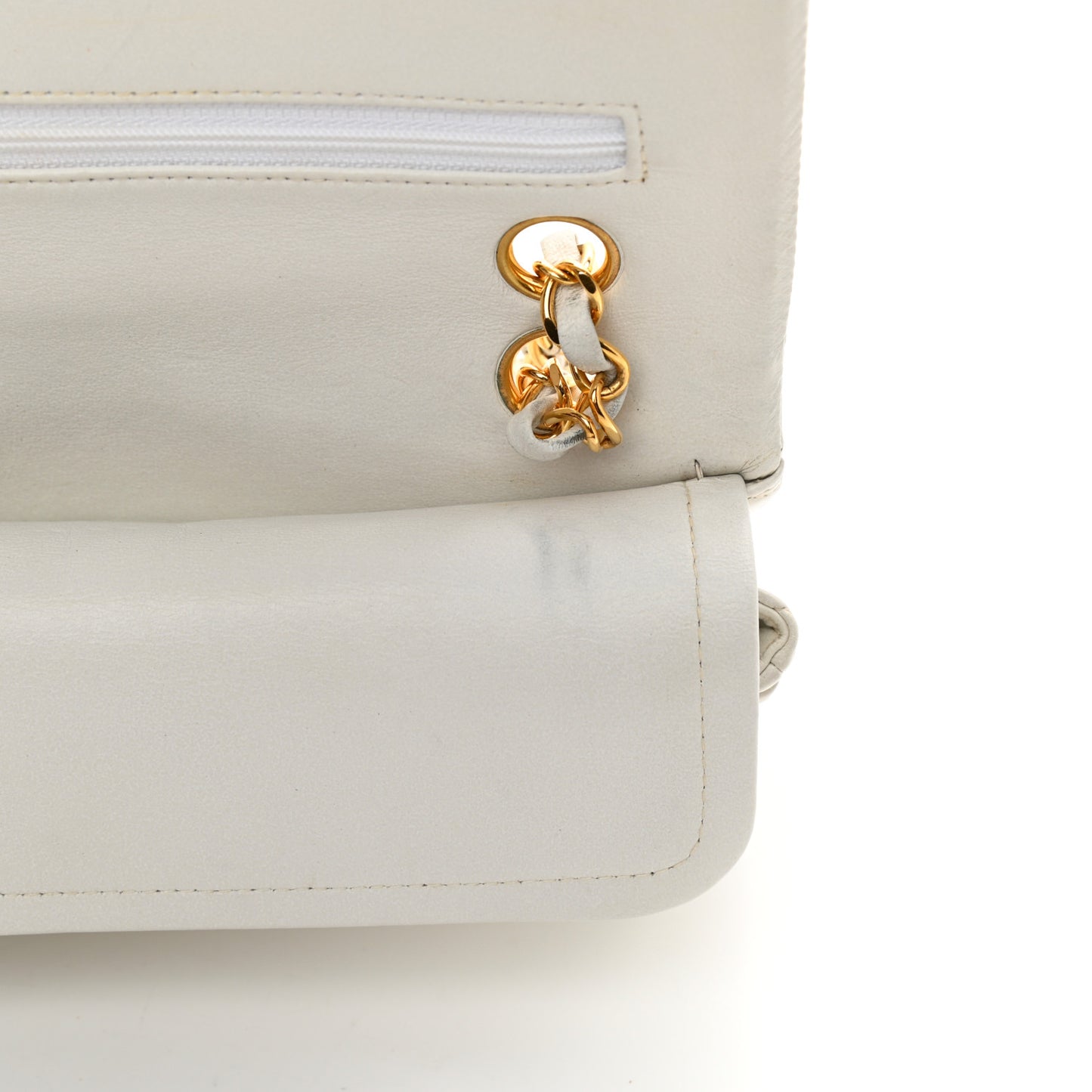 Lambskin Quilted Small Double Flap White