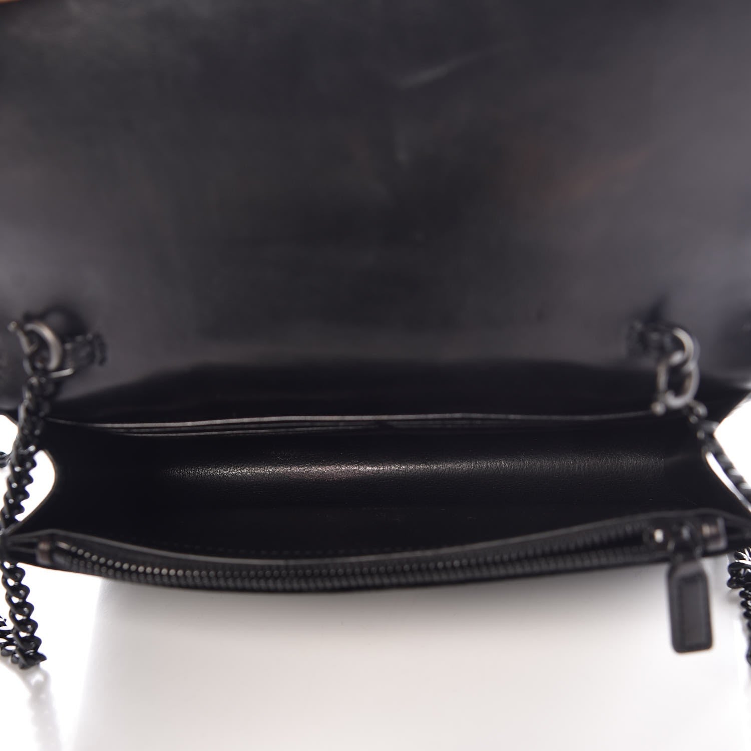 Saint Laurent Velvet Crystal Monogram Kate Tassel Chain Wallet Black 5 of 13