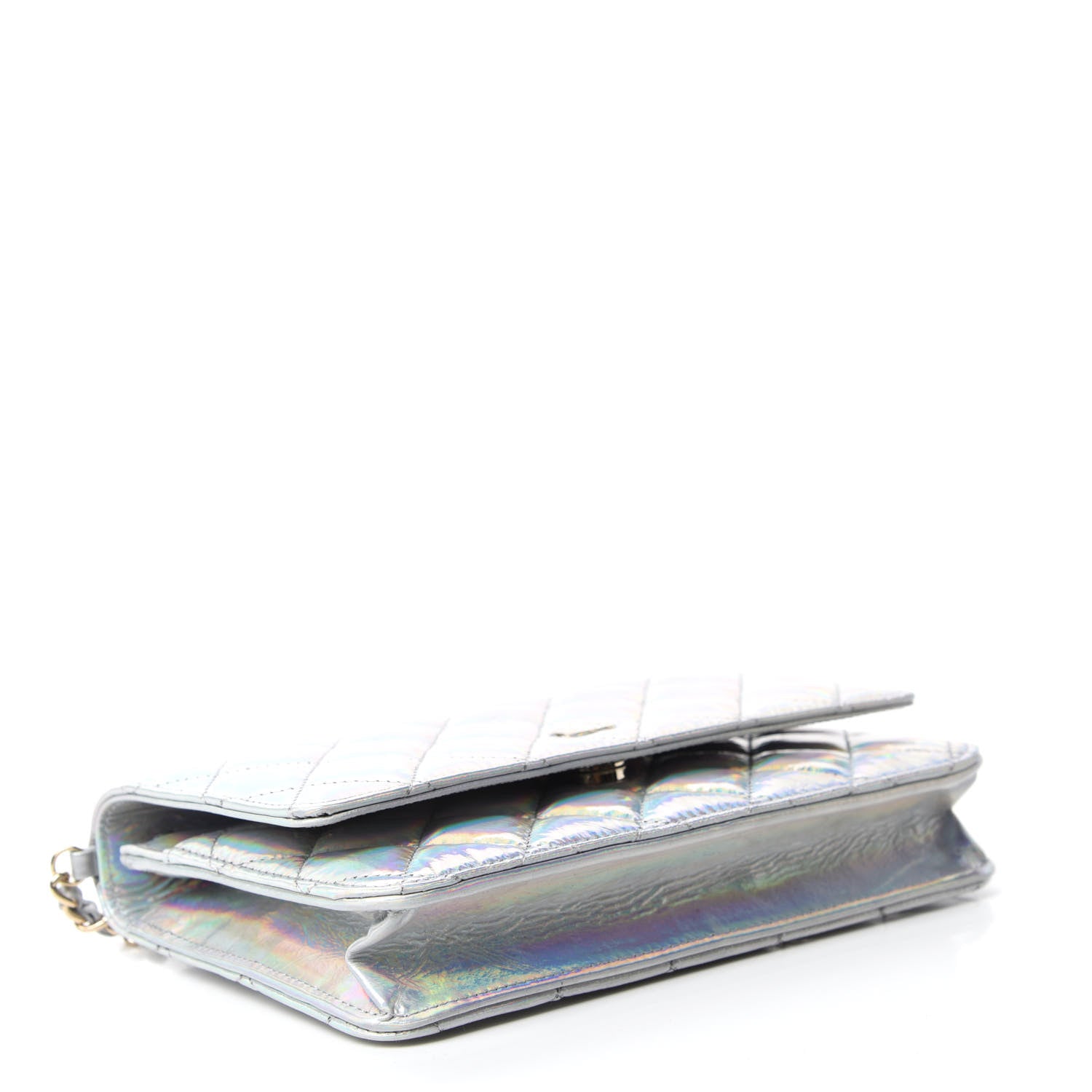 Chanel Iridescent Goatskin Quilted Wallet On Chain WOC Silver 4 of 12