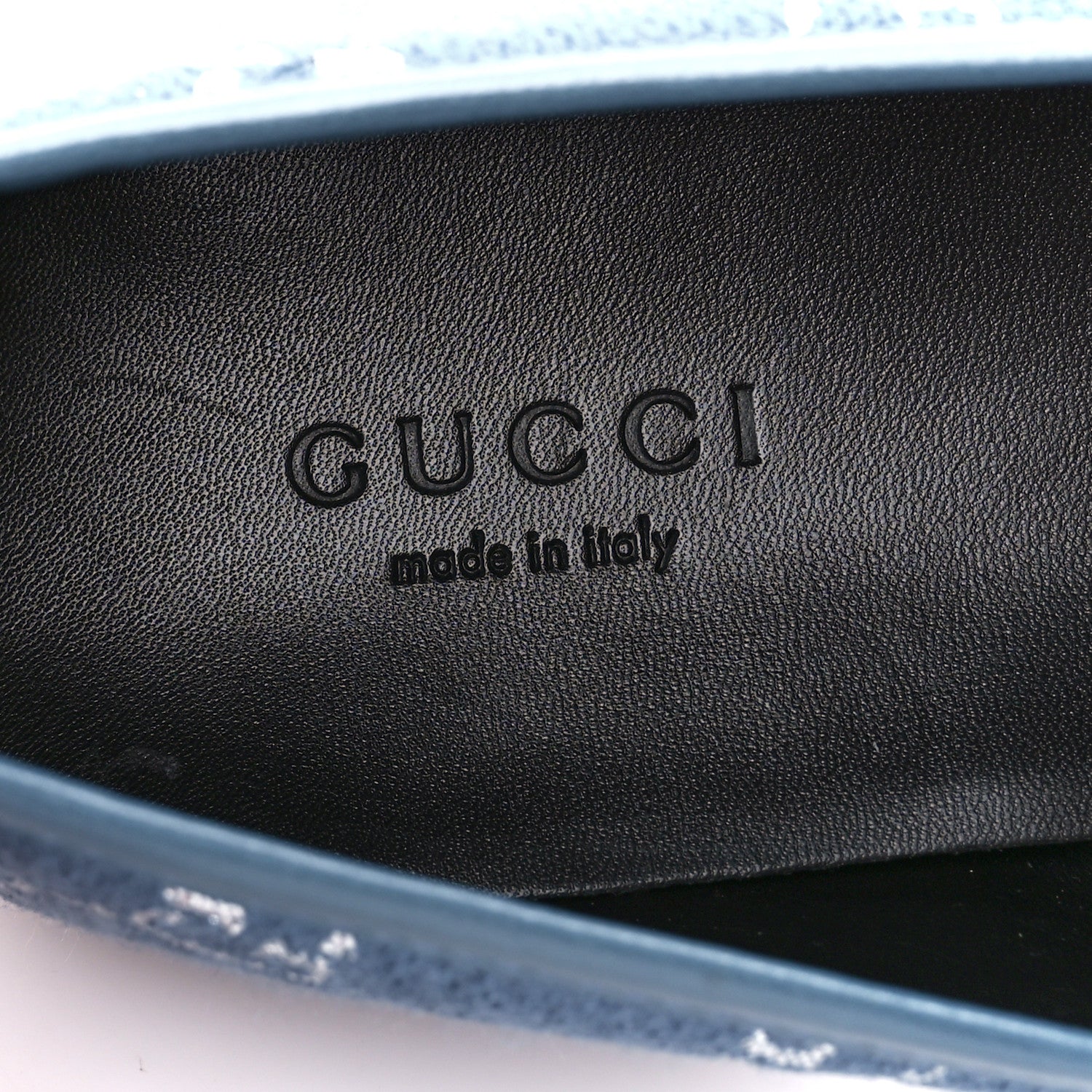 Gucci Canvas Lame GG Monogram Horsebit Womens Jordaan Loafers 36 Blue Silver Cornflower Blue 7 of 9