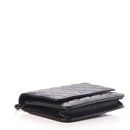 Chanel Crumpled Calfskin Quilted Wallet On Chain WOC So Black 3 of 10