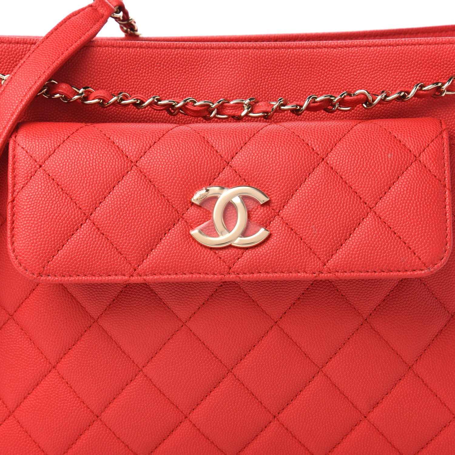 Chanel Caviar Quilted In Out Flap Shopping Tote Red 10 of 11
