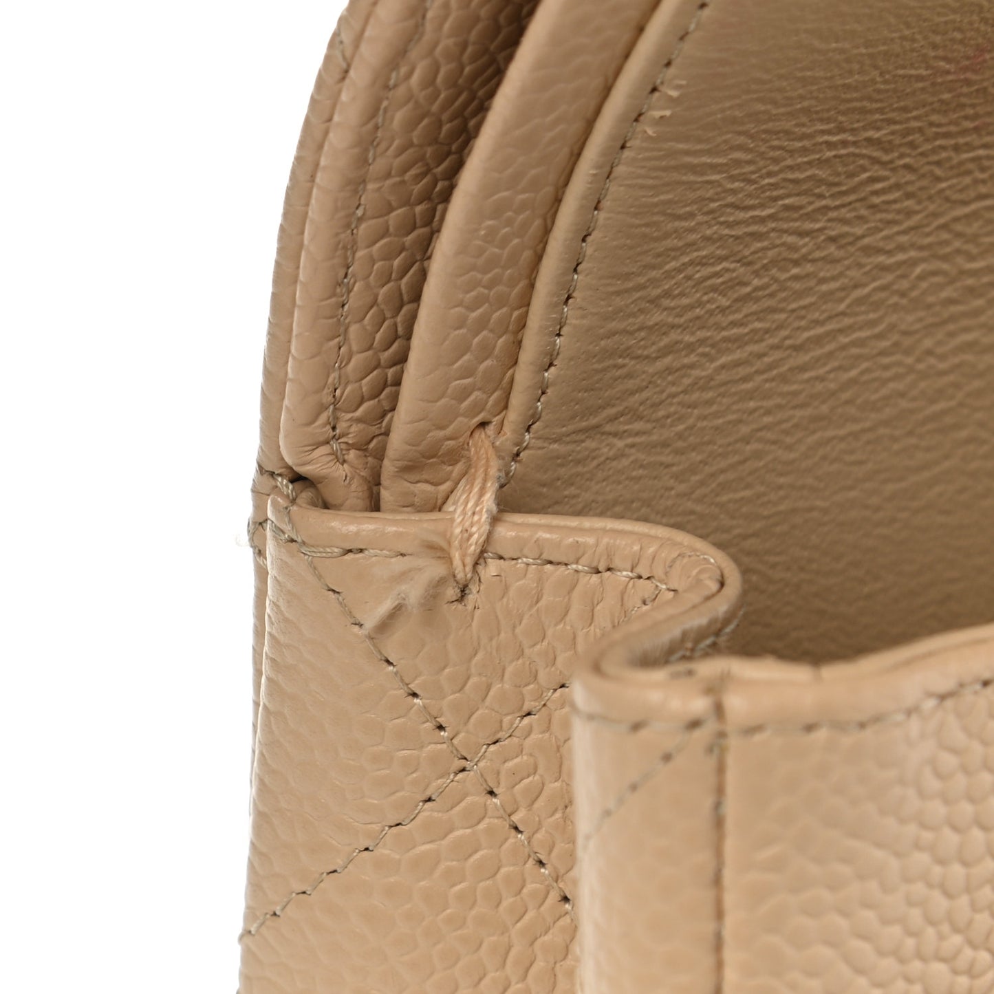 Caviar Quilted Medium Double Flap Light Beige