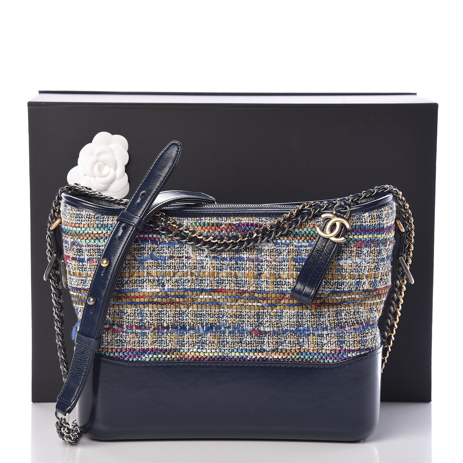 Chanel Tweed Calfskin Medium Gabrielle Hobo Blue 13 of 13