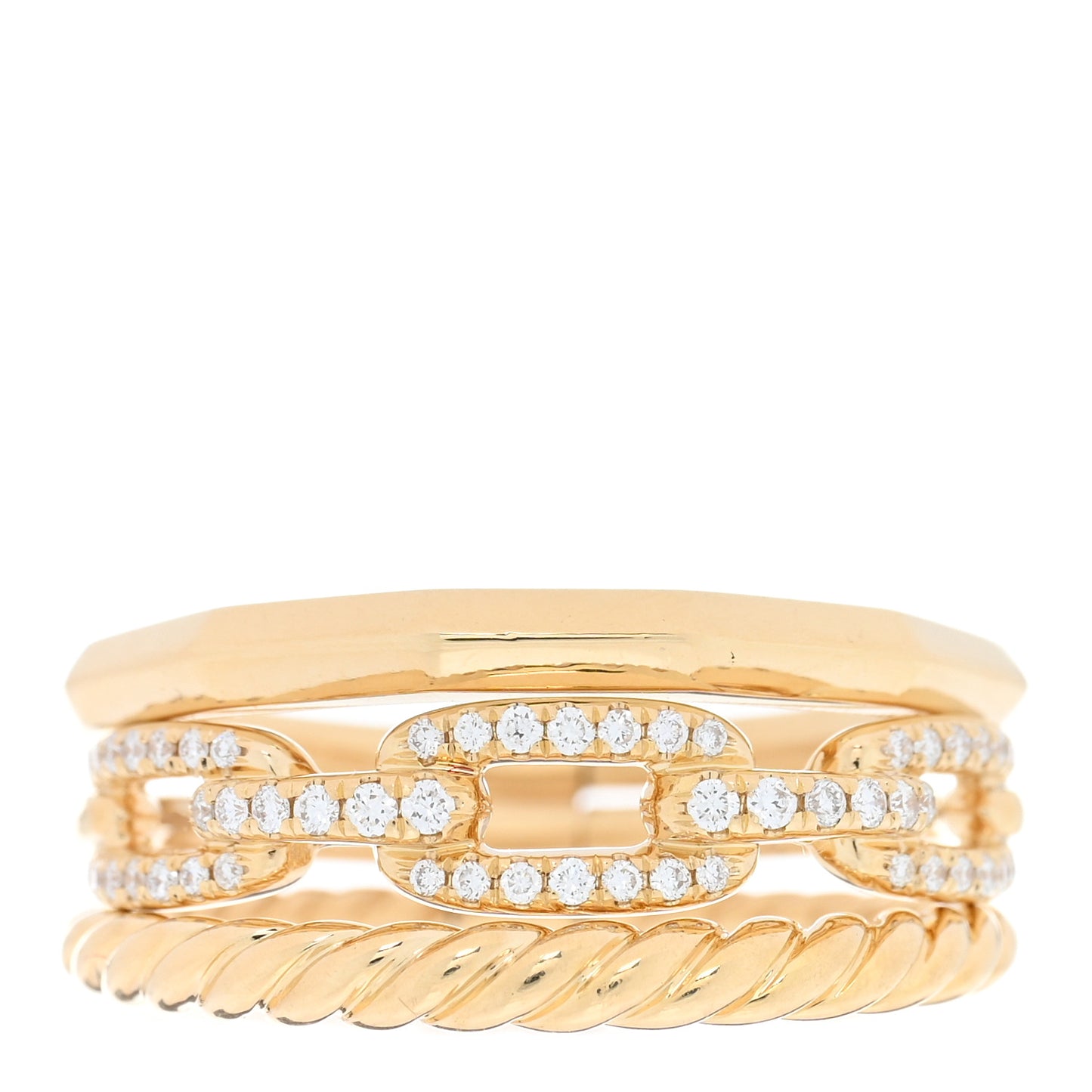18K Yellow Gold Diamond 9.5mm Stax Three-Row Ring 54 7