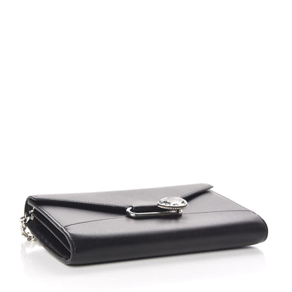 Alexander McQueen Calfskin Crystal Pin Envelope Wallet On Chain Black 4 of 11