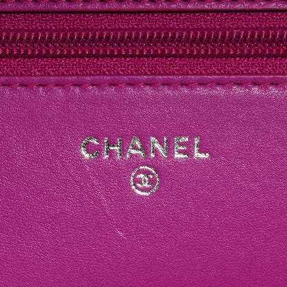 Chanel Lambskin Quilted Boy Wallet On Chain WOC Dark Pink 9 of 21
