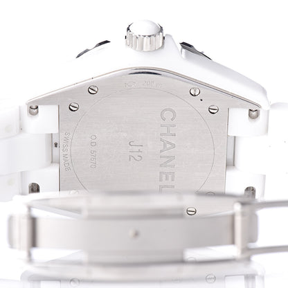 Chanel Stainless Steel Ceramic Diamond Mother of Pearl 38mm J12 Quartz Watch White 6 of 7