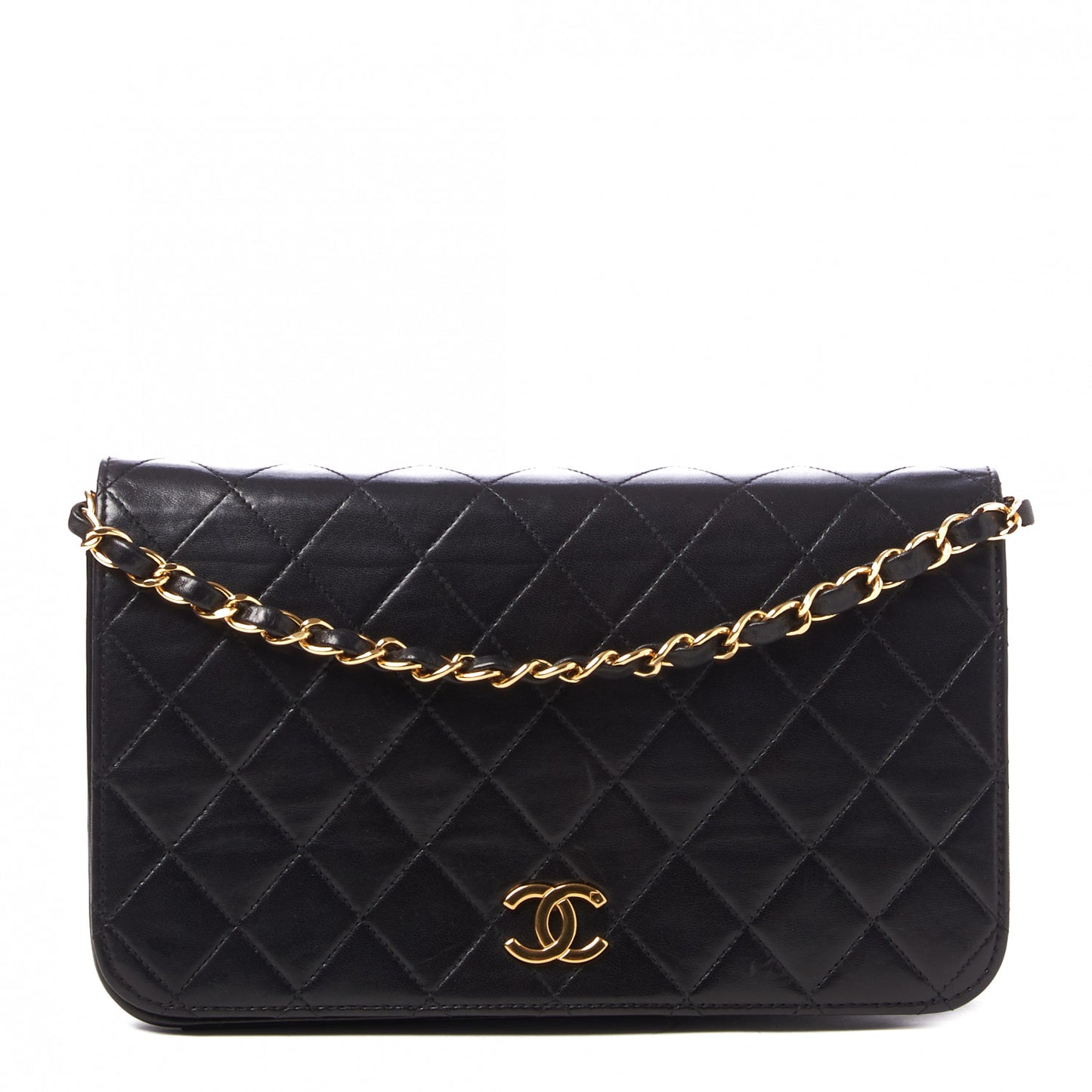 Lambskin Quilted Small Single Flap Black