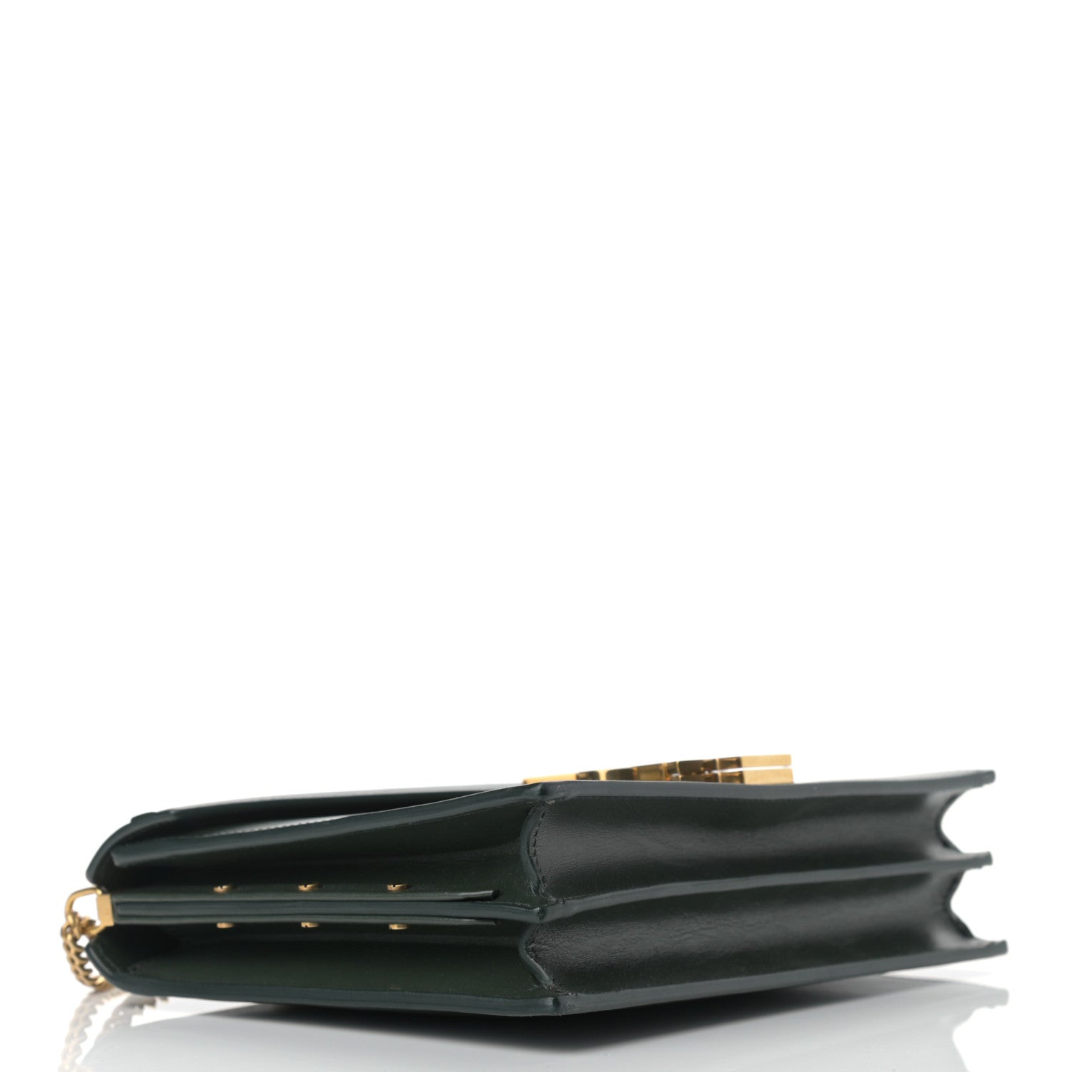 Saint Laurent Smooth Calfskin Monogram Cassandra Clasp Bag Dark Green 4 of 10