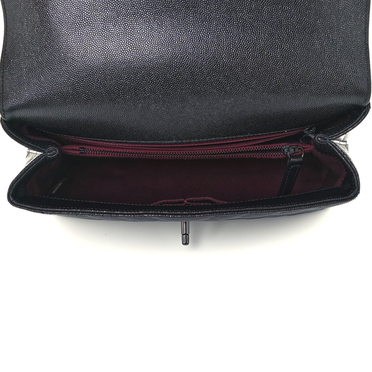 Caviar Chevron Quilted Small Coco Handle Flap So Black