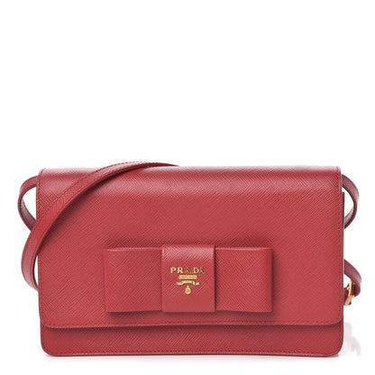 Prada Saffiano Fiocco Bow Flap Wallet Fuoco 1 of 10