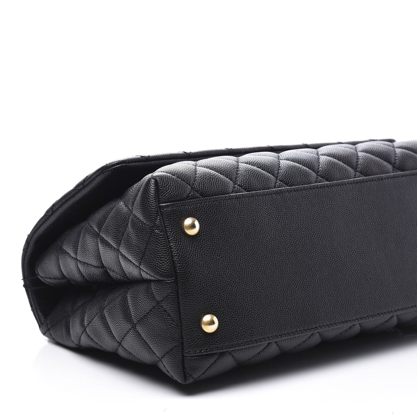 Caviar Lizard Embossed Quilted Small Coco Handle Flap Black
