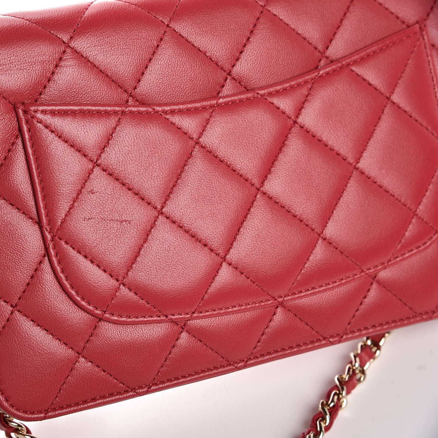 Lambskin Quilted Wallet On Chain WOC Pink