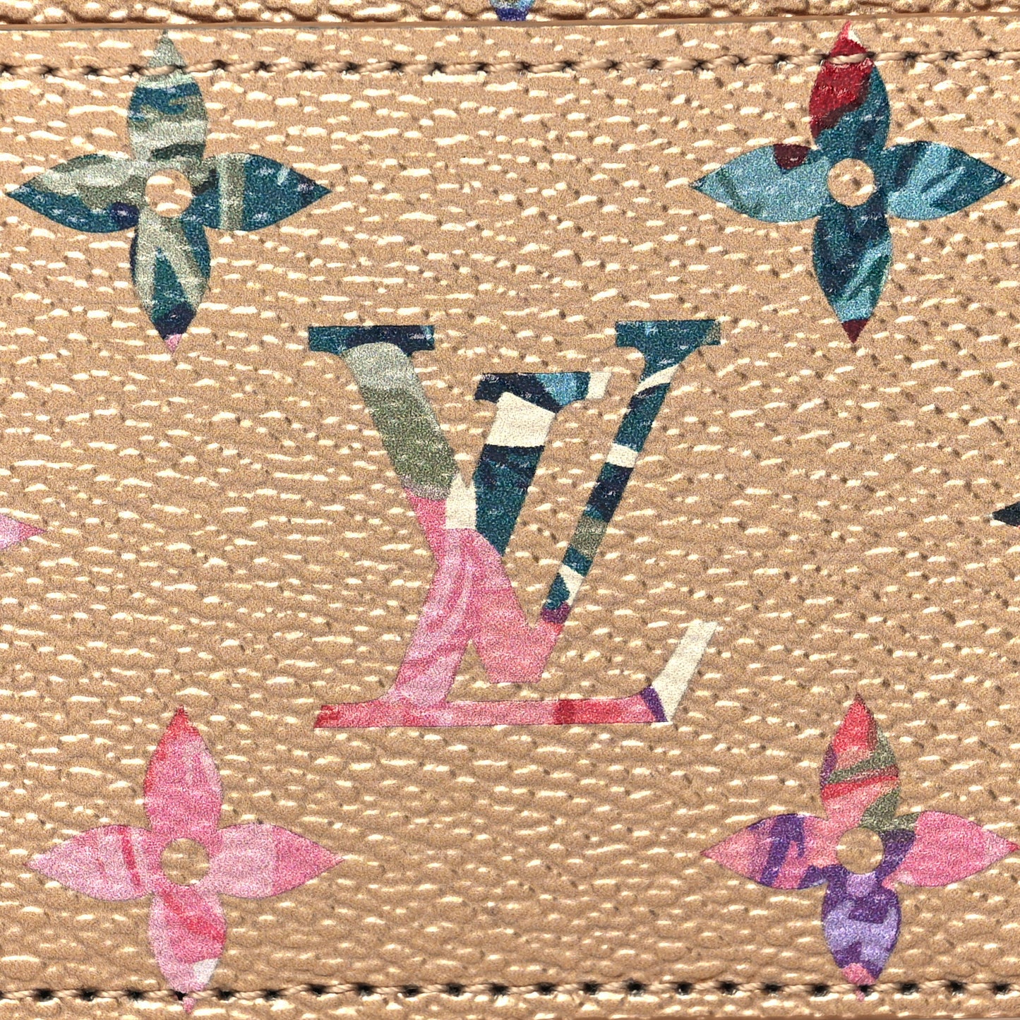 Metallic Monogram LV Garden Card Holder Gold