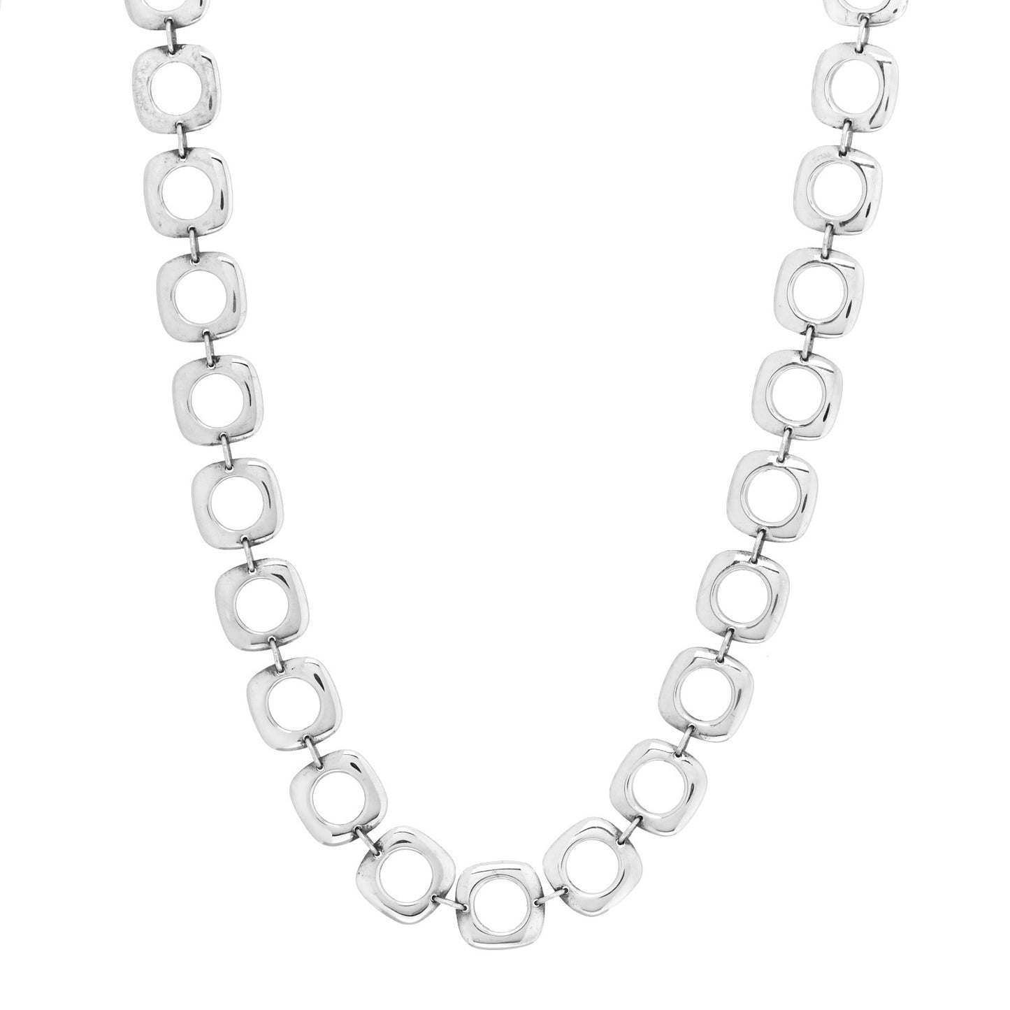 Sterling Silver Cushion Square Link Choker Necklace