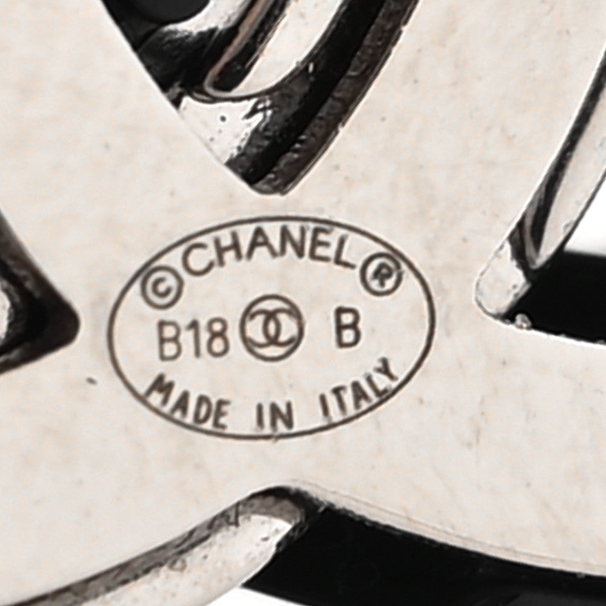 Chanel Resin Crystal Baguette CC Earrings Silver Black 4 of 4