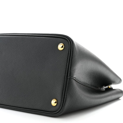 Prada Saffiano Cuir Large Double Bag Black Mughetto 9 of 9