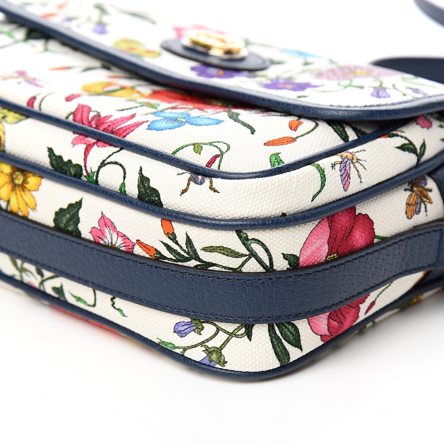 Gucci Canvas Flora Floral Shoulder Bag White Blue Agata Mulitcolor 8 of 10