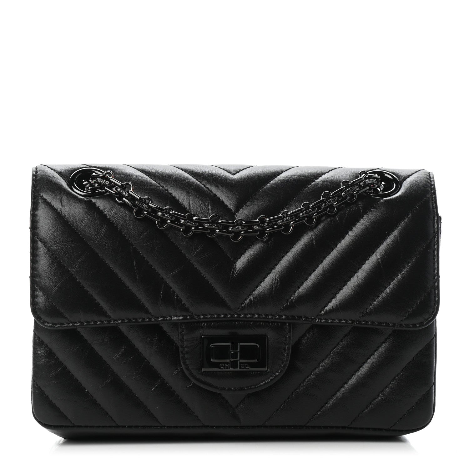Chanel Aged Calfskin Chevron Quilted 2.55 Reissue Mini Flap So Black 1 of 6