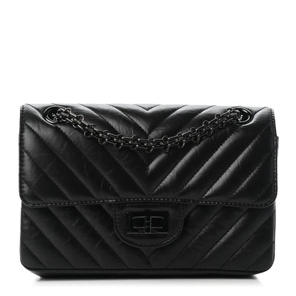 Chanel Aged Calfskin Chevron Quilted 2.55 Reissue Mini Flap So Black 1 of 6