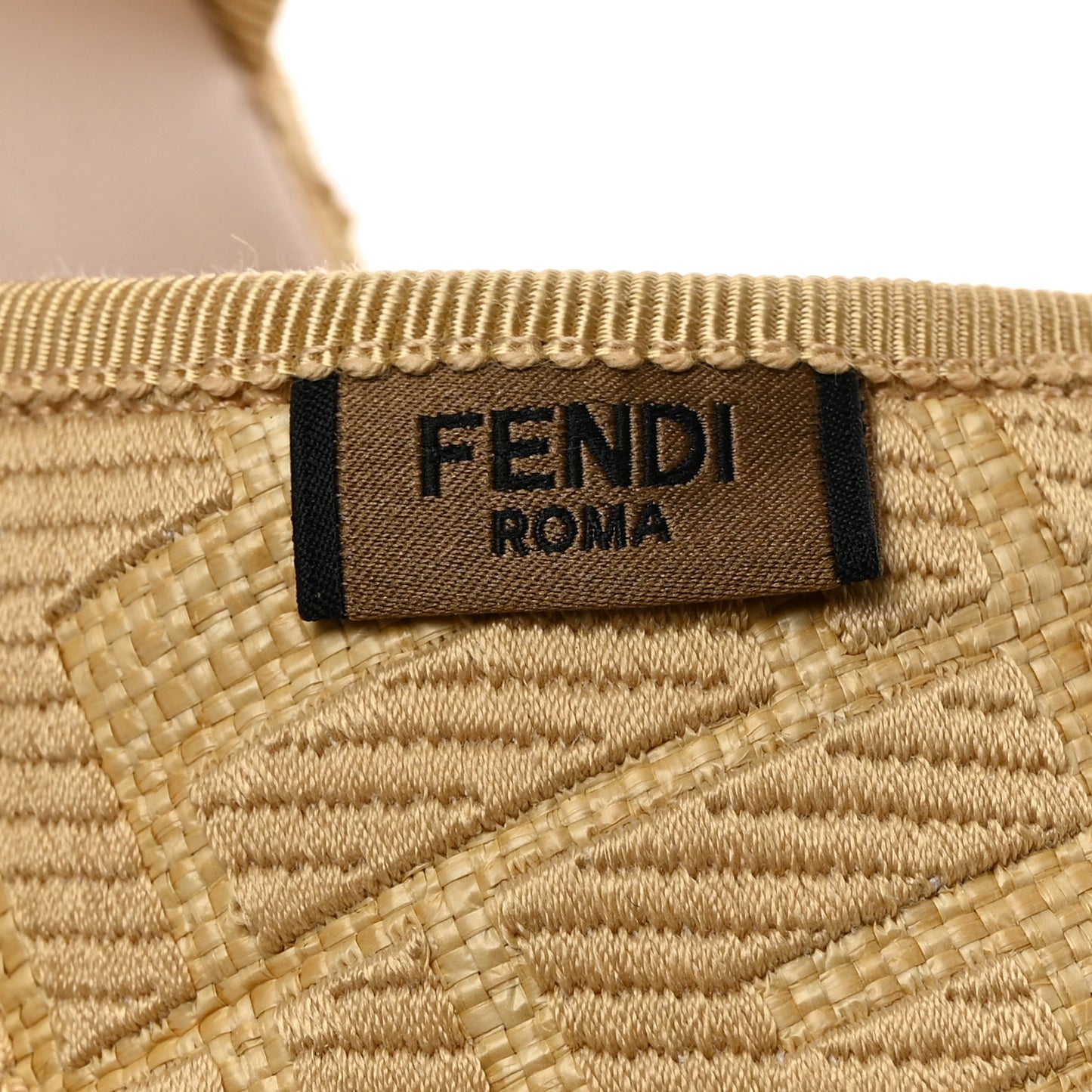 Canvas FF Embroidered Roma Ankle Wrap Espadrille Wedges 40.5 Beige