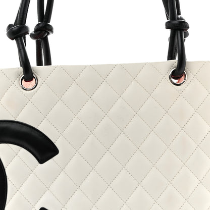 Chanel Calfskin Quilted Large Cambon Tote White Black 8 of 13