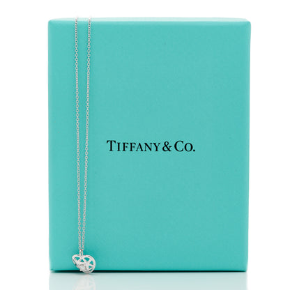 Tiffany 18K White Gold Diamond Cut Out Heart Pendant Necklace 6 of 6