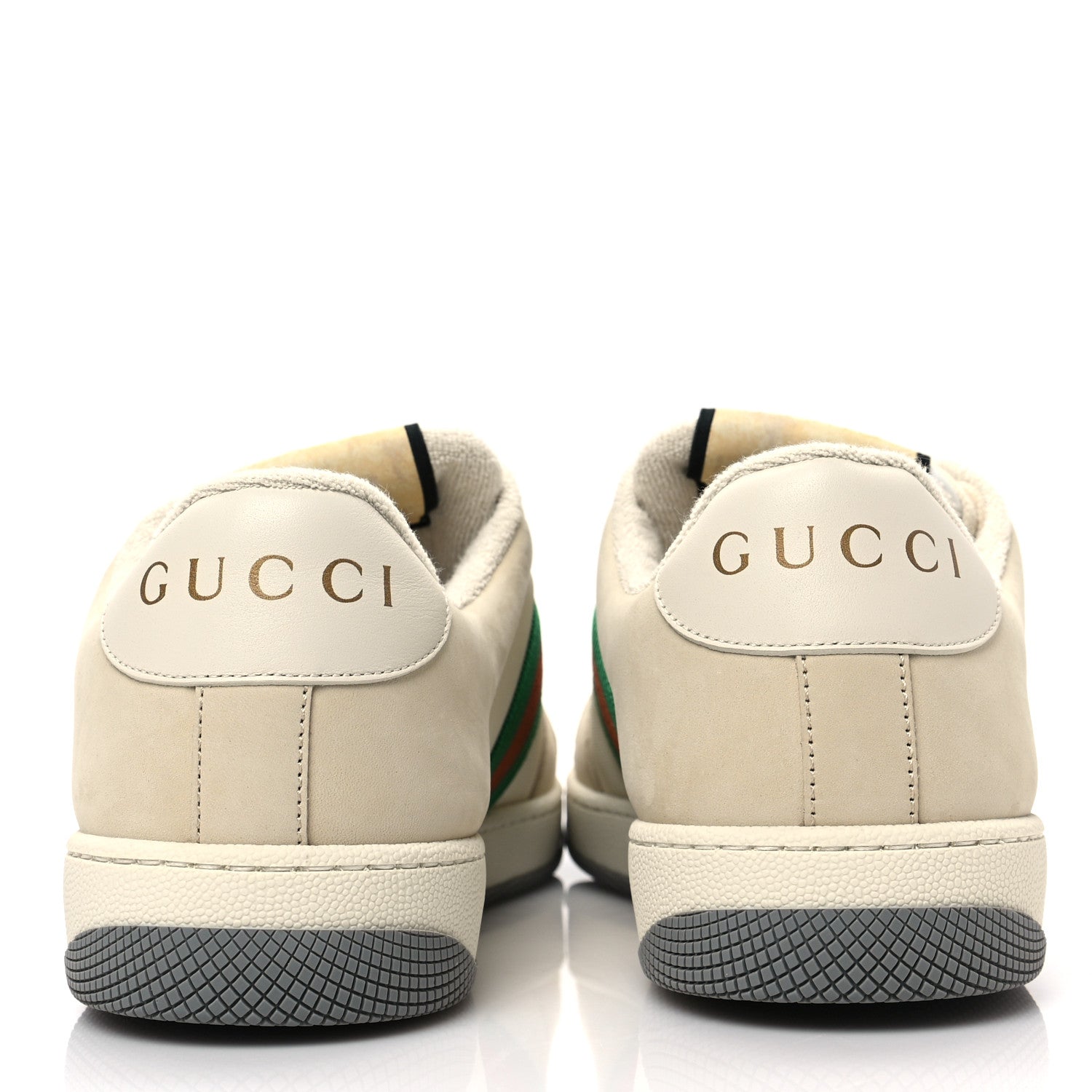 Gucci Nylon Nubuck Web Womens Screener Sneakers 40 Mystic White Dusty Milk 5 of 11