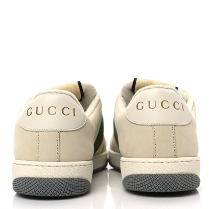 Gucci Nylon Nubuck Web Womens Screener Sneakers 40 Mystic White Dusty Milk 5 of 11