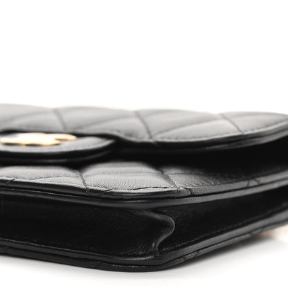 Chanel Lambskin Quilted Top Handle Flap Coin Purse With Chain Black 11 of 12