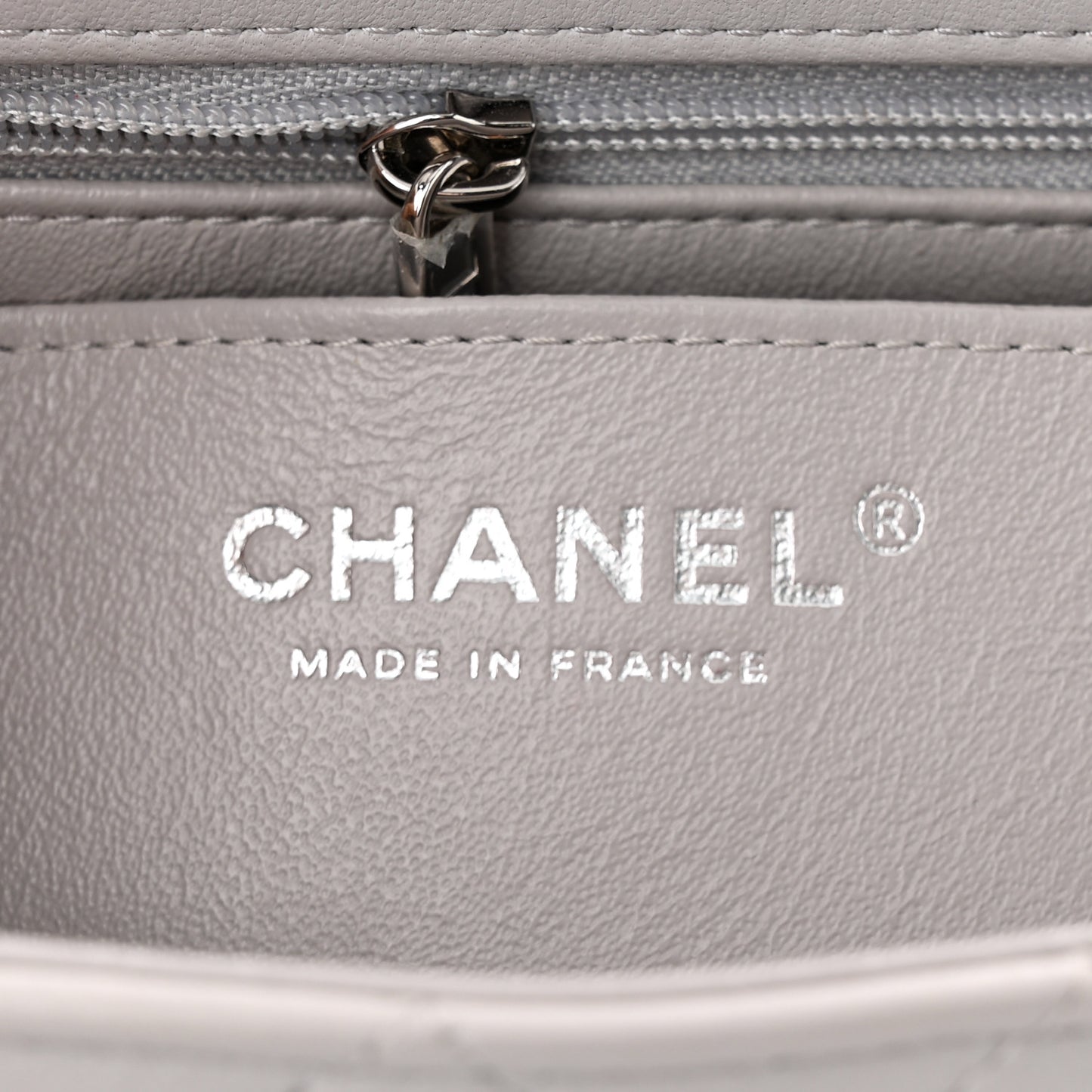 Lambskin Quilted Mini Rectangular Flap Grey